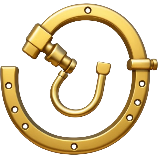 Emoji of an iron golden horseshoe with a thumb down in the middle (DisLikes) Vector emoji
