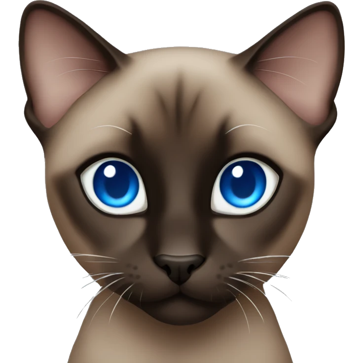 Dark brown and black Siamese cat with blue eyes emoji