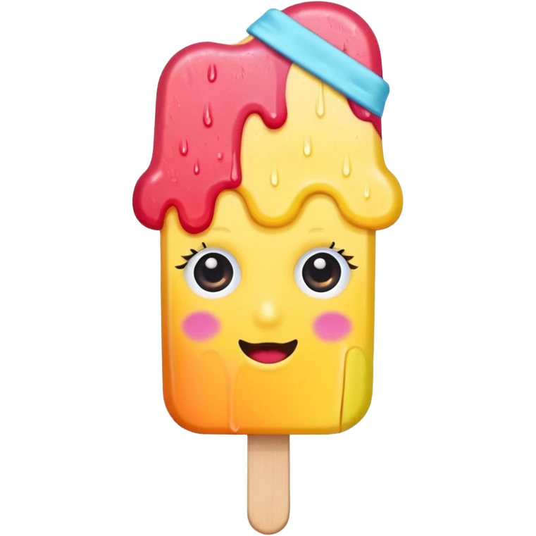 popsicle with eyes and headband wearing emoji