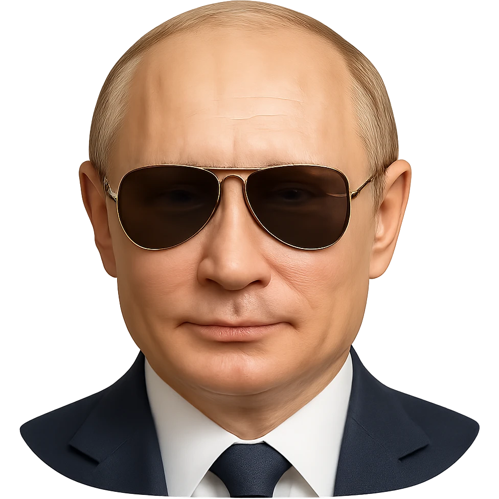 photorealistic portrait of Putin with aviator sunglasses, emoji style, no background emoji