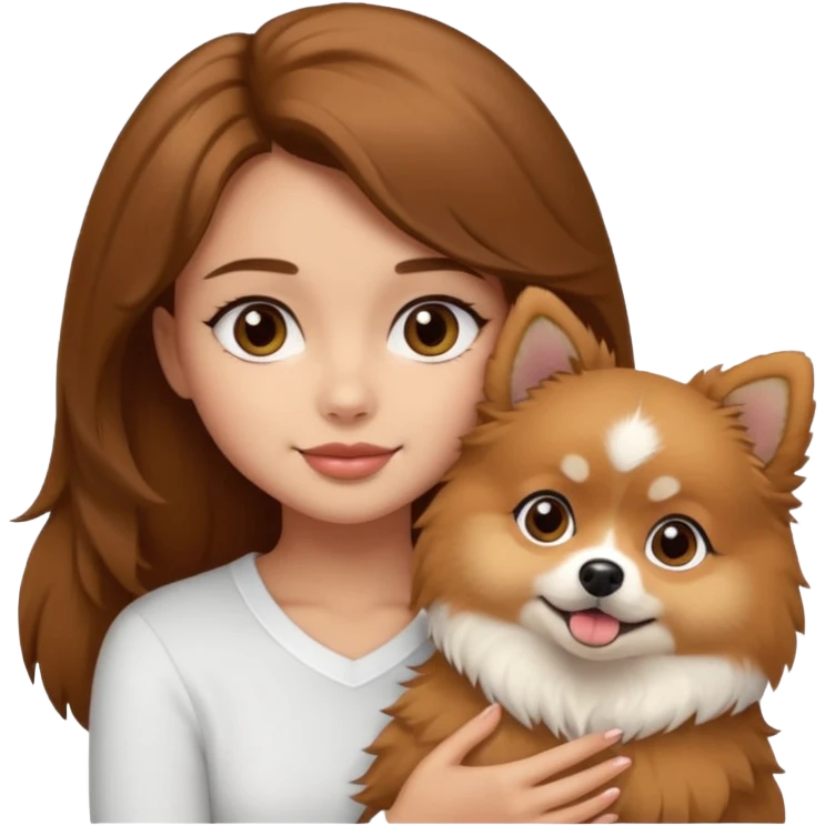 light-skinned-girl-with-brown-hair-and-brown-eyes-petting-pomeranian emoji