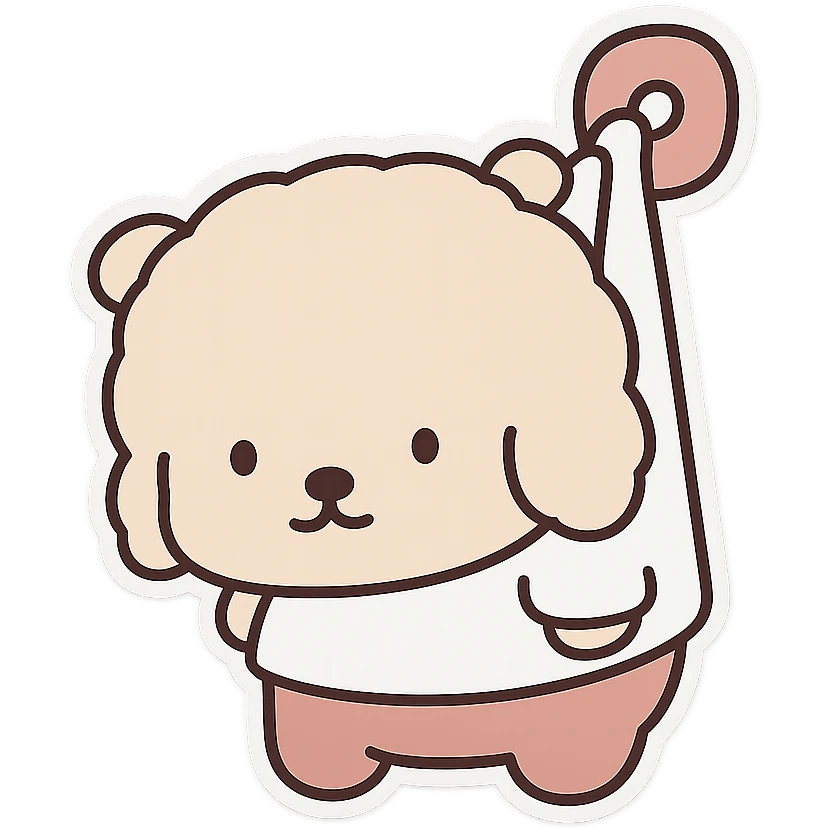 Transform the image into a WhatsApp sticker by removing the background and leaving only the cute little dog with a white border around it for a sticker effect. emoji