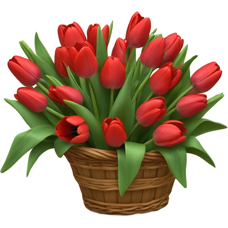 red tulips in basket without handle emoji