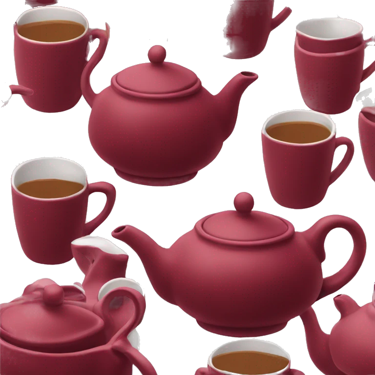 burgundy teapot and mugs emoji