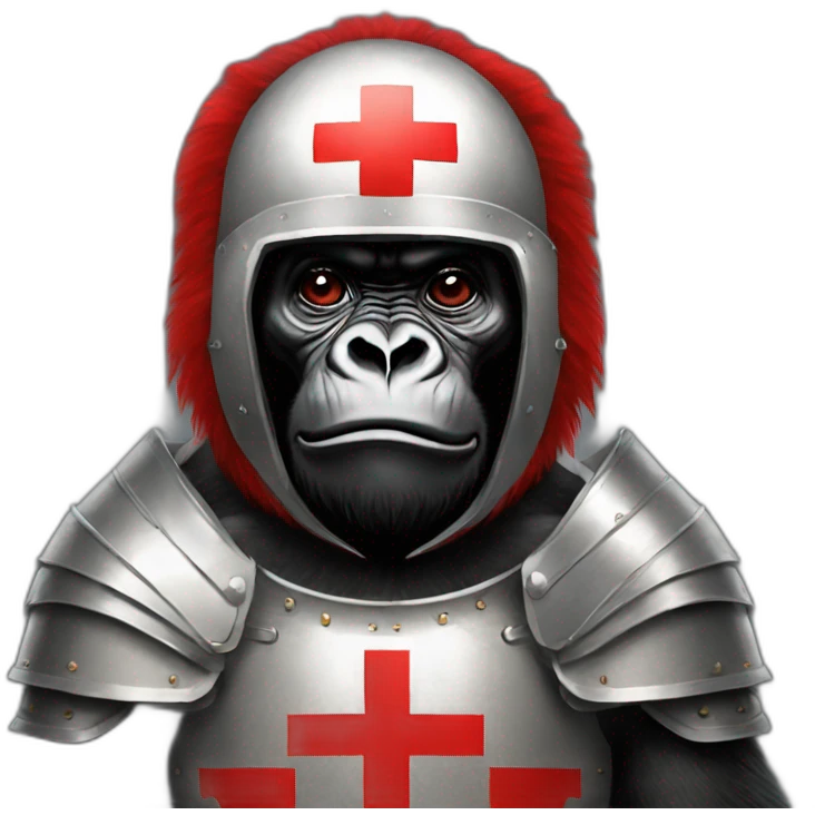 Gorilla wearing a Crusader armor with the holy red Cross emoji