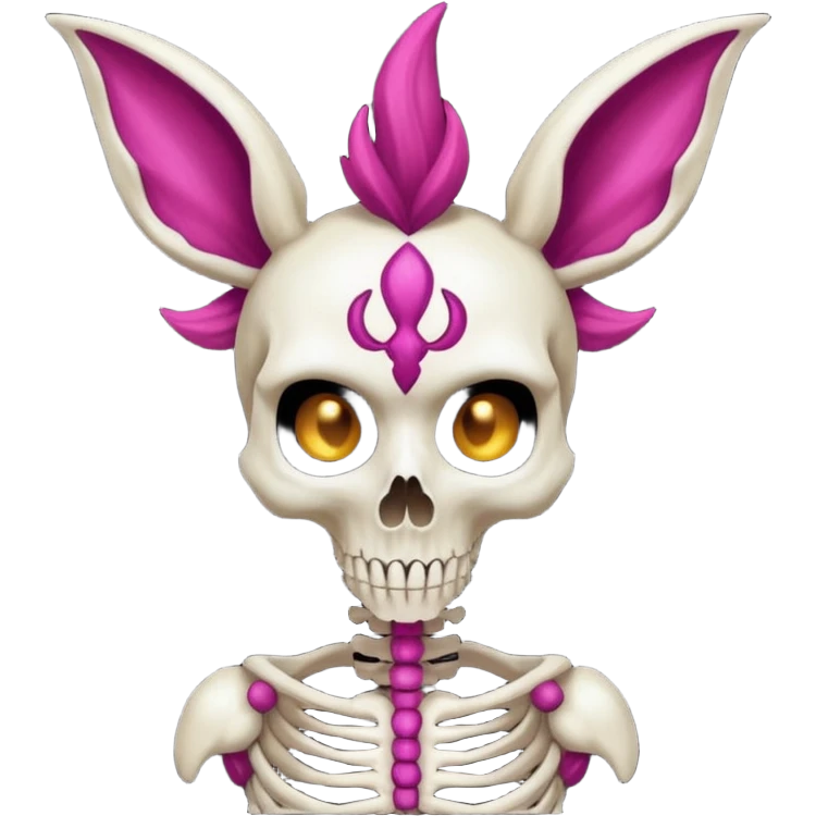 Magenta Skinny skeletal Skeleton-Flareon-fairy with a skull mask emoji