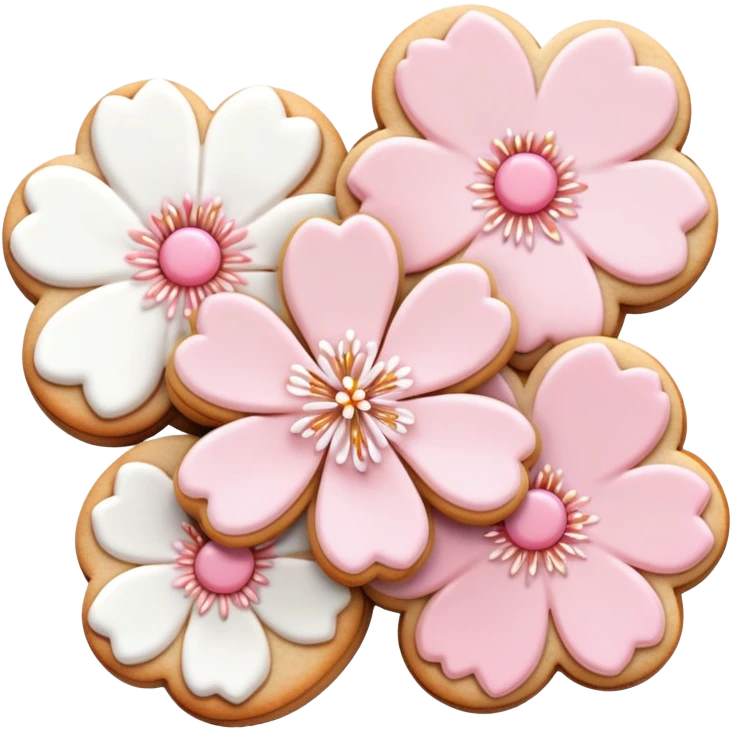 Cute Pastel pink and white Cherry Blossom Sakura Cookie emoji