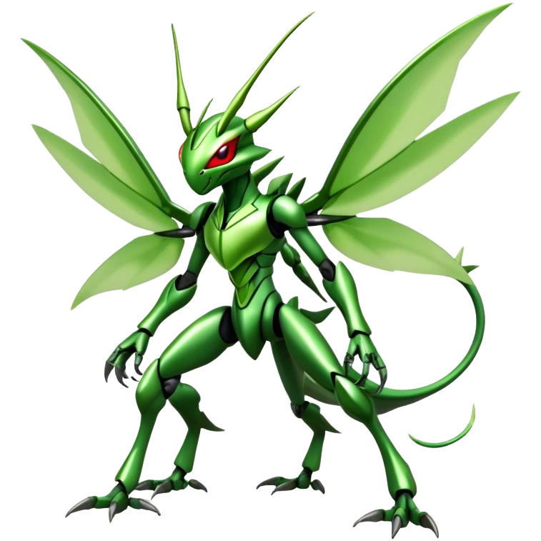  Cool Edgy Shiny Futuristic Ethereal Legendary Scizor-Scyther-Digimon-hybrid full body  emoji