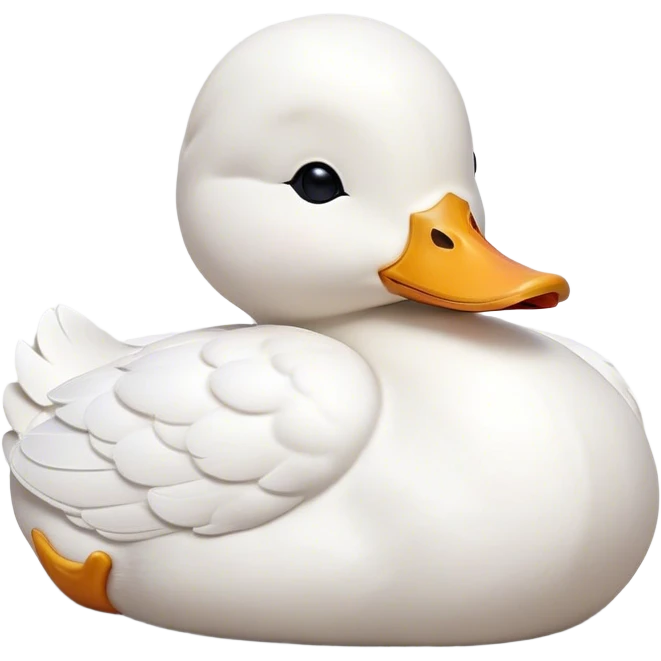 Meme-Worthy Cute Sleeping White Duck Portrait Emoji, Head resting peacefully with a contented smile, showcasing a sleek, graceful build and a luxuriously soft pure white plumage, eyes shut in a serene, restful nap, Simplified yet hilariously adorable features, highly detailed, glowing with a soft, drowsy light, high shine, relaxed and utterly lovable, stylized with an air of playful laziness, bright and heartwarming, soft glowing outline, capturing the essence of a comically sleepy duck, so meme-worthy it feels like it could instantly become the next viral sensation of adorable slumber! emoji