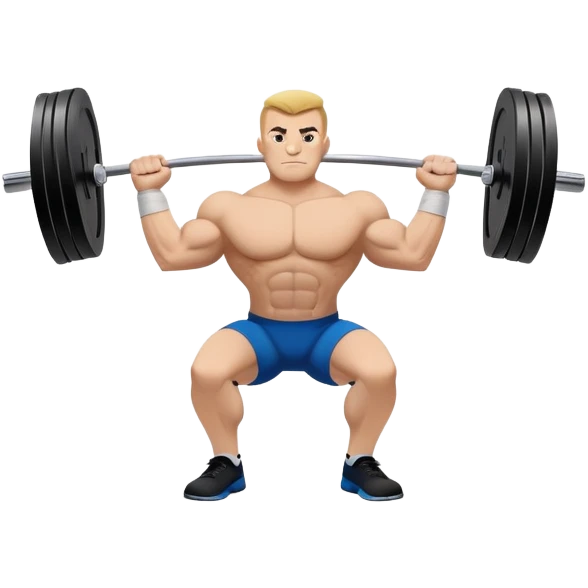 An emblem symbolizing powerlifting, featuring a bold barbell at the center, with strong, muscular arms lifting the barbell. The design is dynamic and powerful, using sharp lines and bold text. The background is minimal, ensuring the focus stays on the emblem. emoji