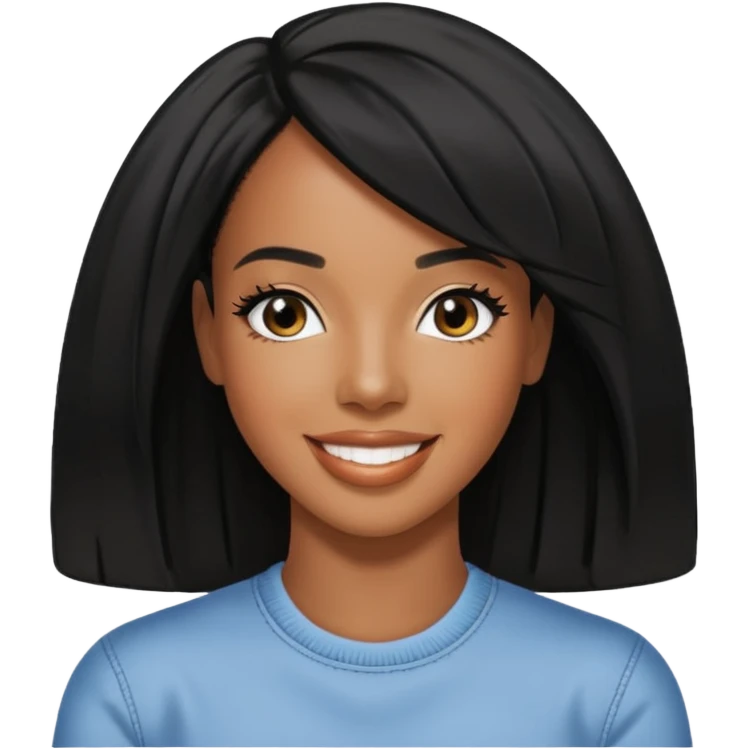 Kelly Rowland with black hair emoji