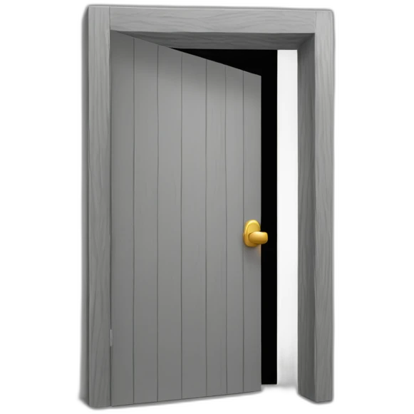 One gray wood open door perspective emoji