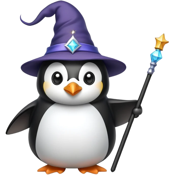 penguin with wizard hat and magic wand emoji
