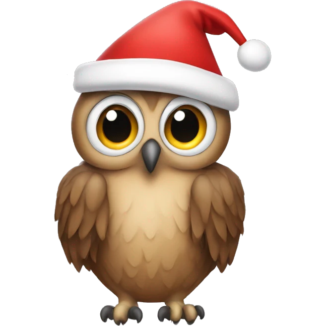 Owl wearing a Santa hat emoji