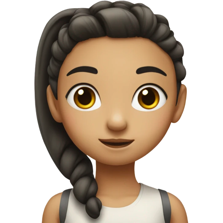 girl looking to the side with high ponytail and nose sticking out with black dot on cheek emoji