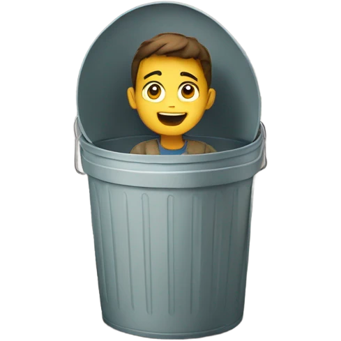 A boy is in the trash can. emoji