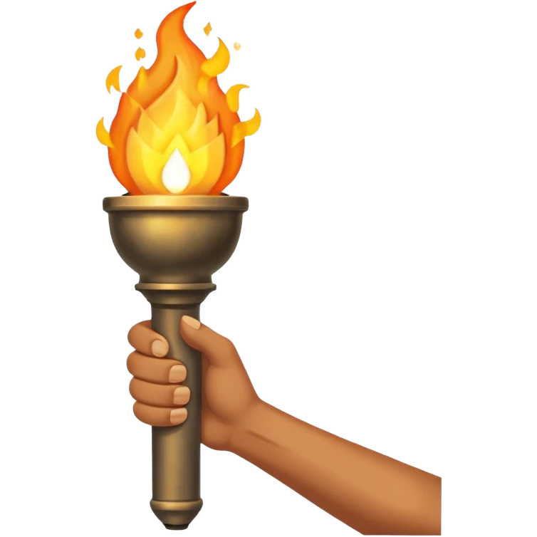 An arm holding a torch flame emoji