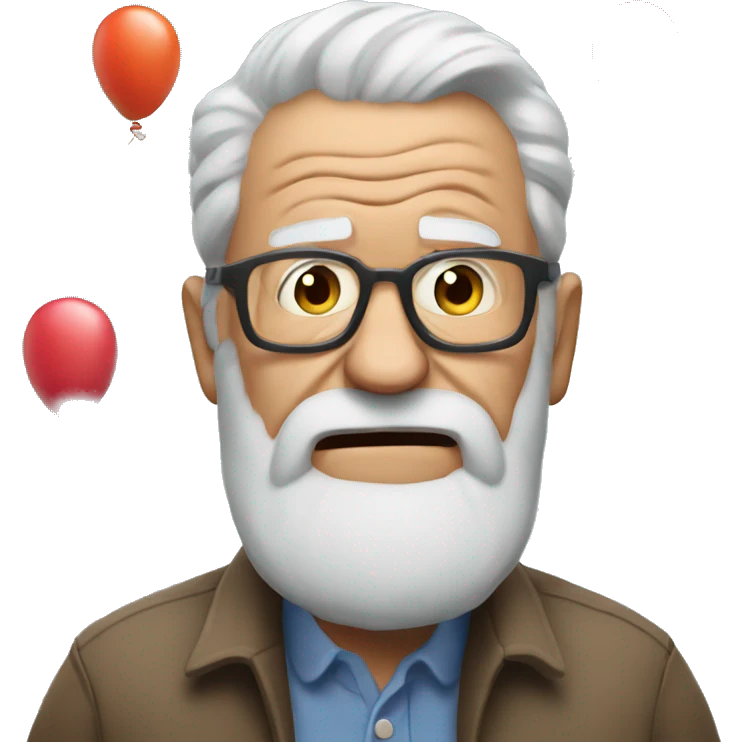 Angry grandpa with balloons emoji