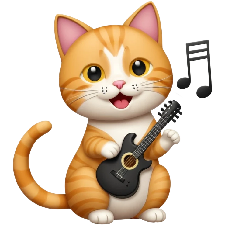 cat singing with musical note, clean and simple, website icon emoji