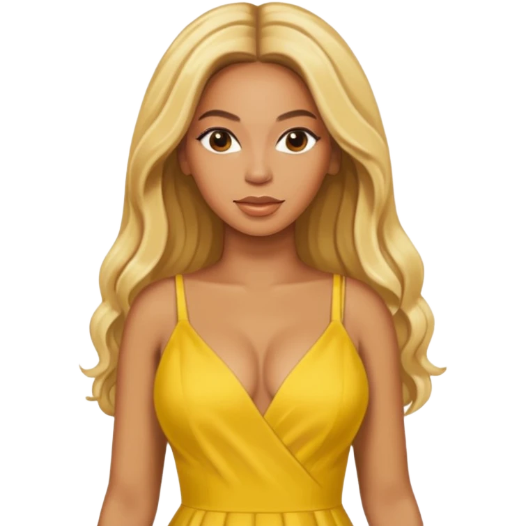 Beyonce with yellow outfit, blonde long hair emoji