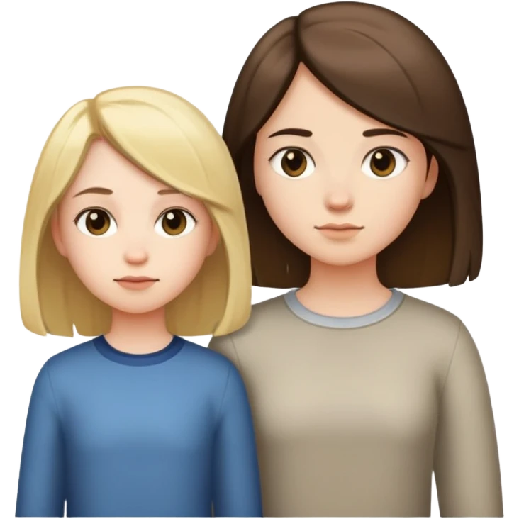 A girl with long hair and a girl with short hair stand side by side emoji