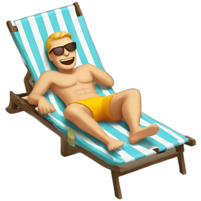 man in a sun lounger on the beach emoji