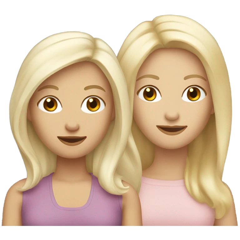 2 adults ( 2 white women with long blonde hair)  1 adult (1 white brunette woman emoji