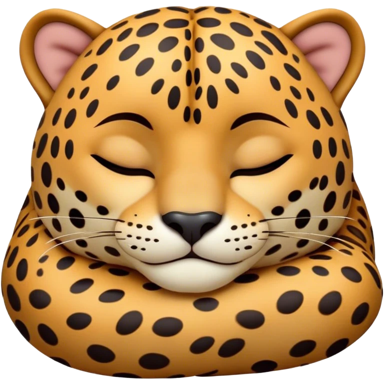 Meme-Worthy cute Sleeping Jaguar Portrait Emoji, Head resting peacefully with a contented smile, showcasing a luxuriously patterned Fur and eyes gently closed in serene slumber, Simplified yet hilariously adorable features, highly detailed, glowing with a soft, drowsy wild light, high shine, relaxed and utterly lovable, stylized with an air of playful laziness, bright and heartwarming, soft glowing outline, capturing the essence of a sleeping jaguar that feels destined to become the next viral sensation of adorable rest! emoji