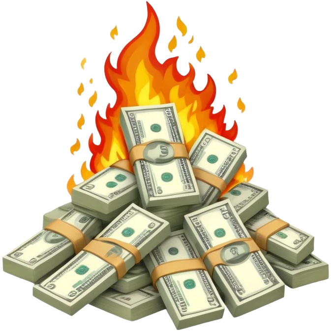 Burning money emoji