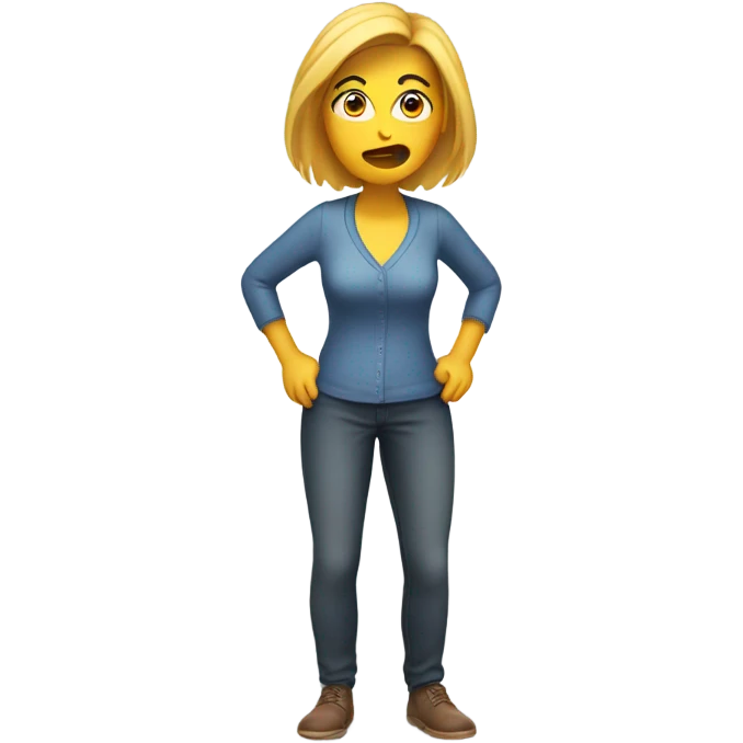 Woman shocked hand on her head full height emoji
