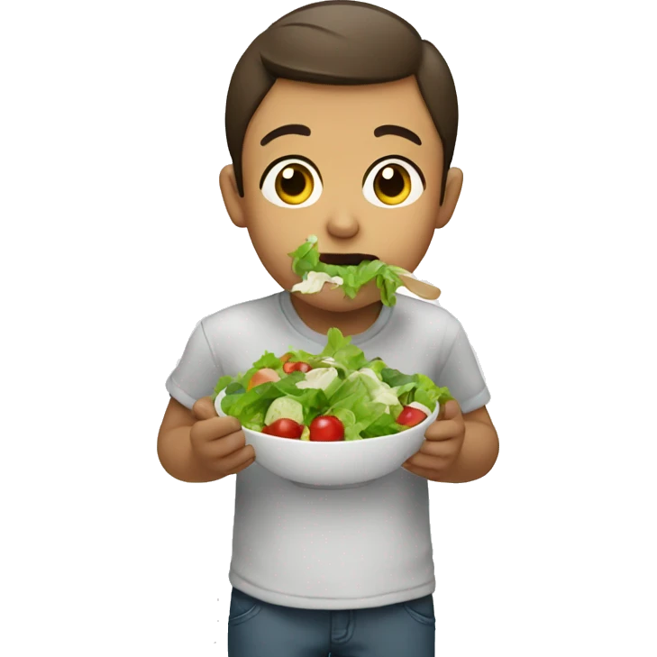 Boy eating salad emoji
