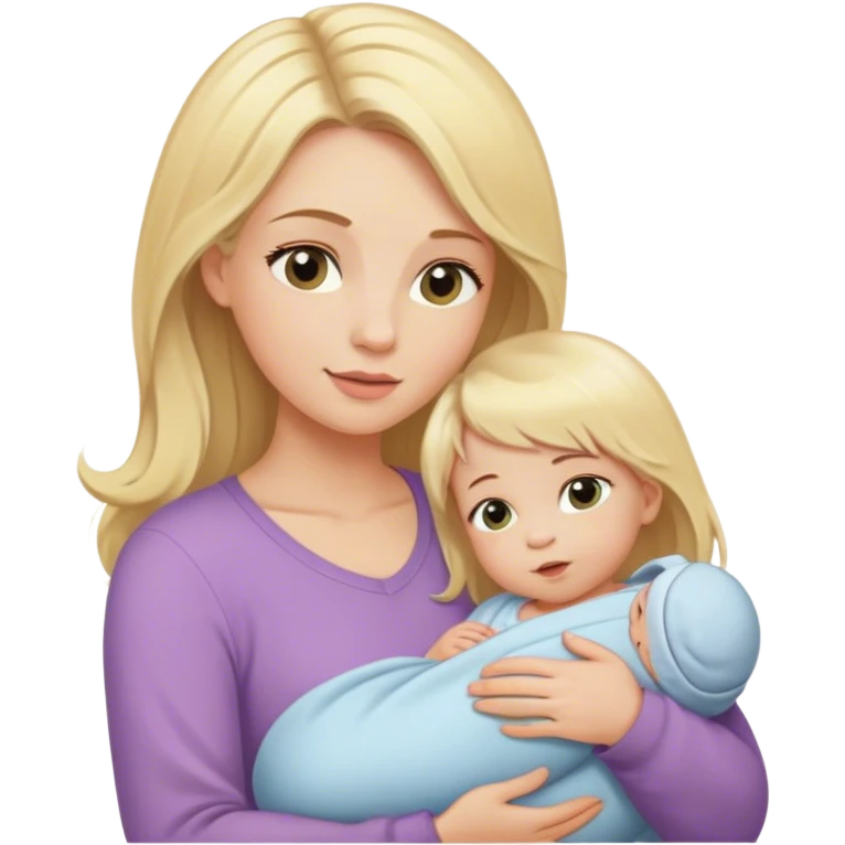 Blonde long hair mom with short hair newborn baby girl emoji
