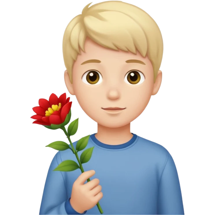 menino com flor emoji