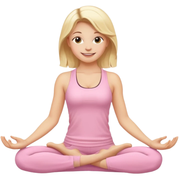 blonde yoga girl light pink clothes n emoji