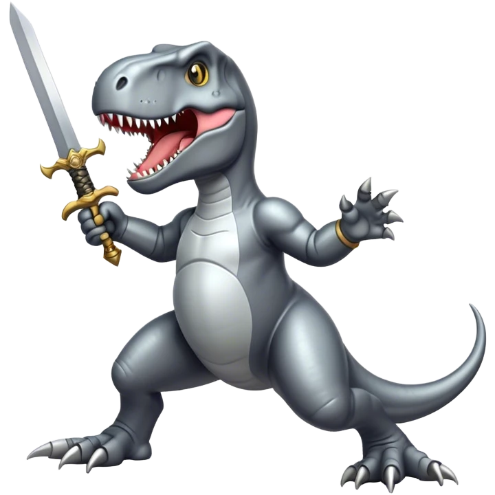 T-rex holding sword emoji
