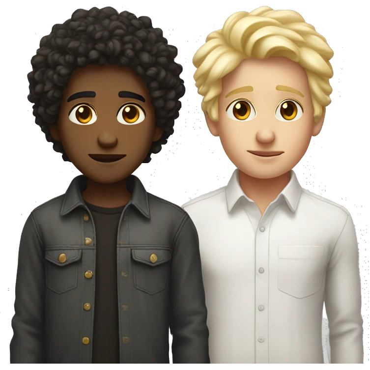Two boys side by side one with dark curly hair and super sexy the other blonde taller and fat emoji