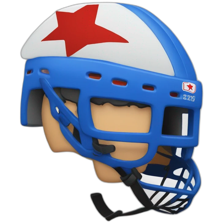 hockey player's head wearing blue helmet with red star emoji