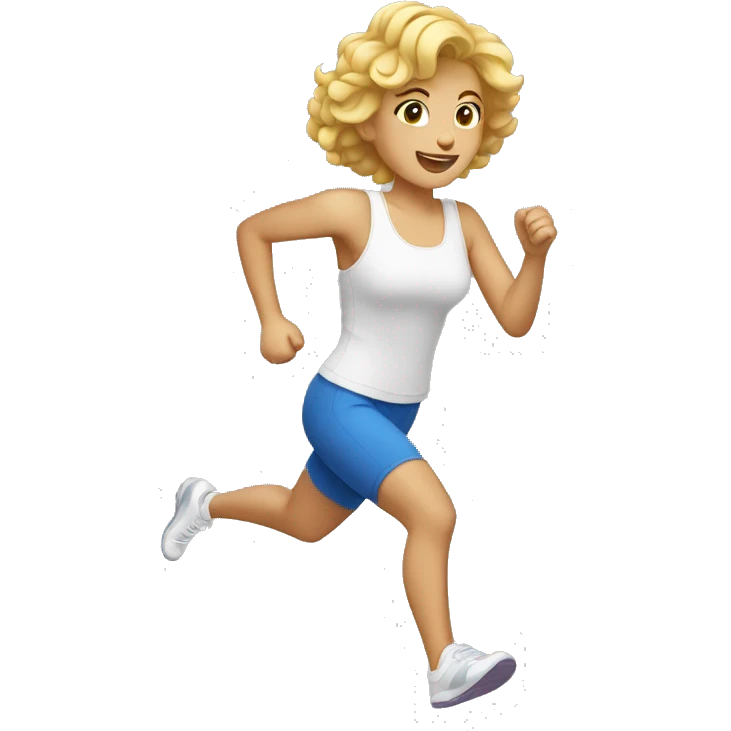 woman with short curly blone hair running  emoji