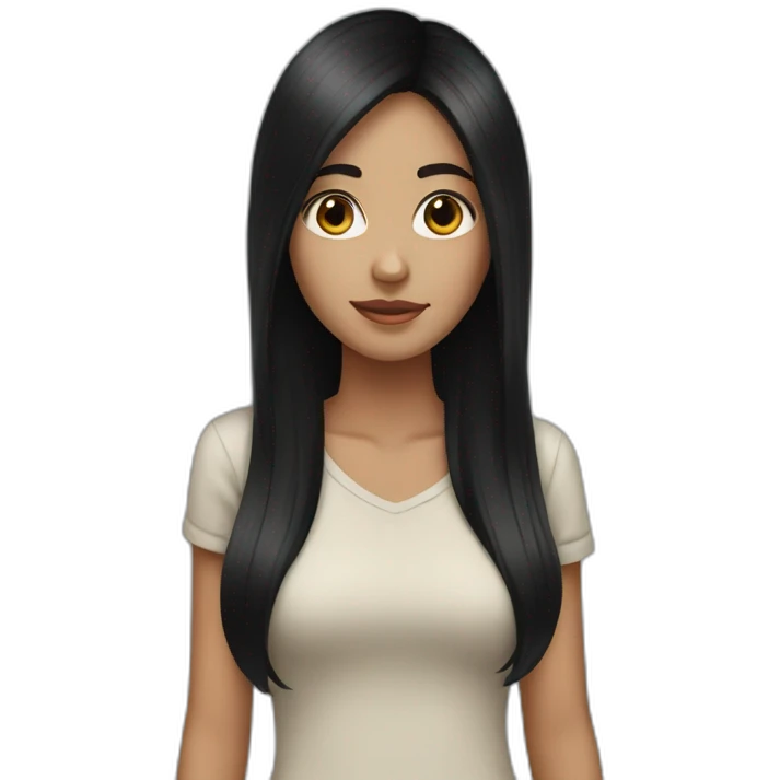 a girl with black hair and she s tall  emoji