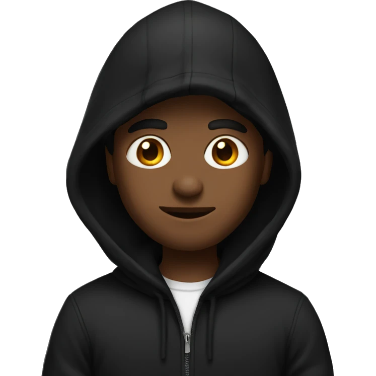 A guy wearing a black half hoodie  emoji