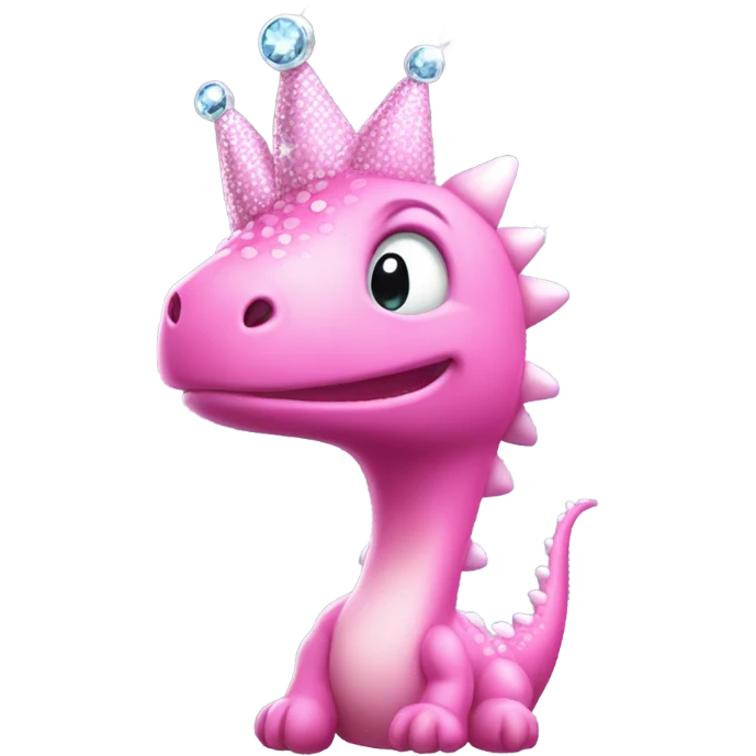 Pink dinosaur dipping you off wearing a crown with sparkles  emoji