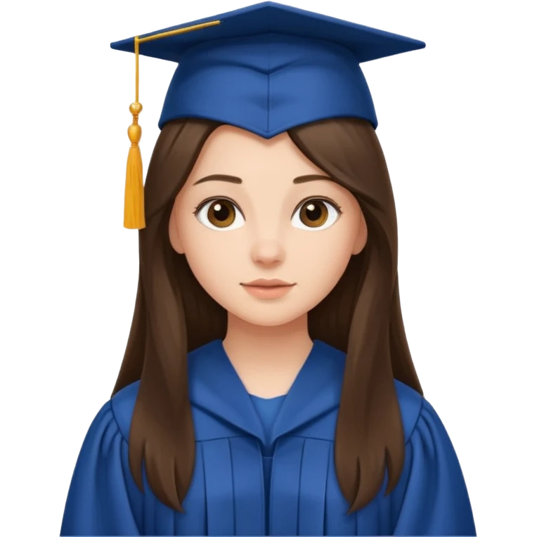 young brunette girl long hair university graduate emoji