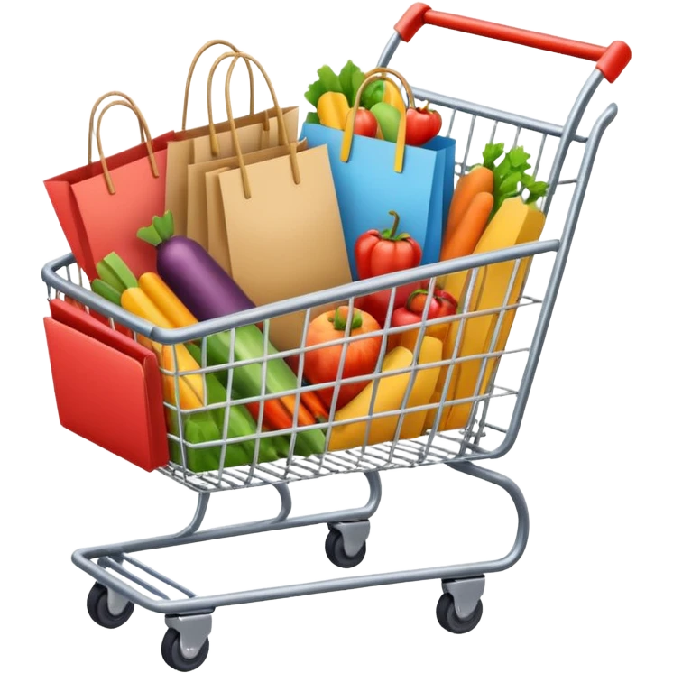 einkaufstüten im einkaufswagen emoji