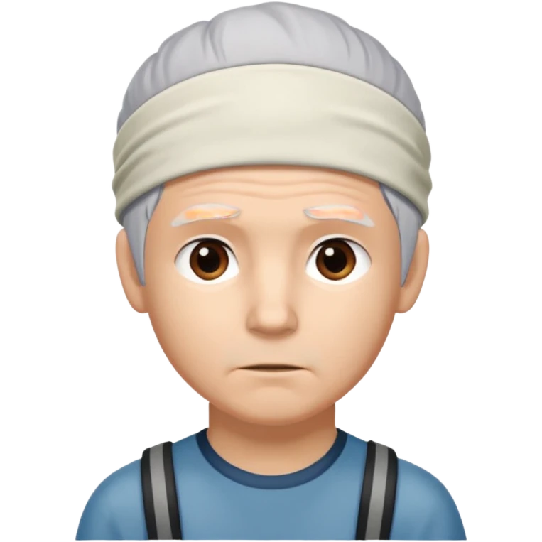 young climber man with white/grey hair and headband emoji