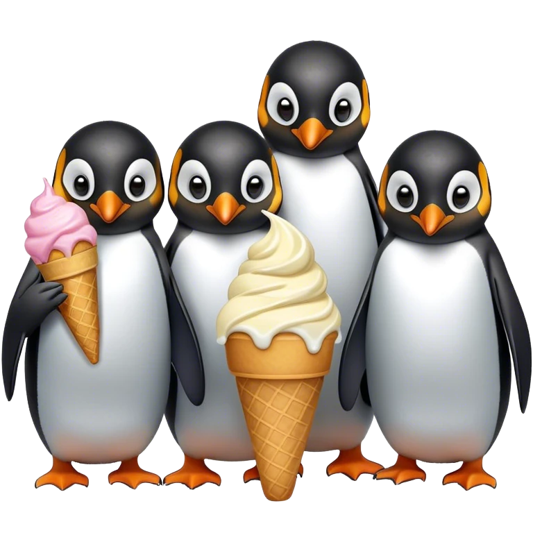 Penguins in Africa eat ice cream emoji