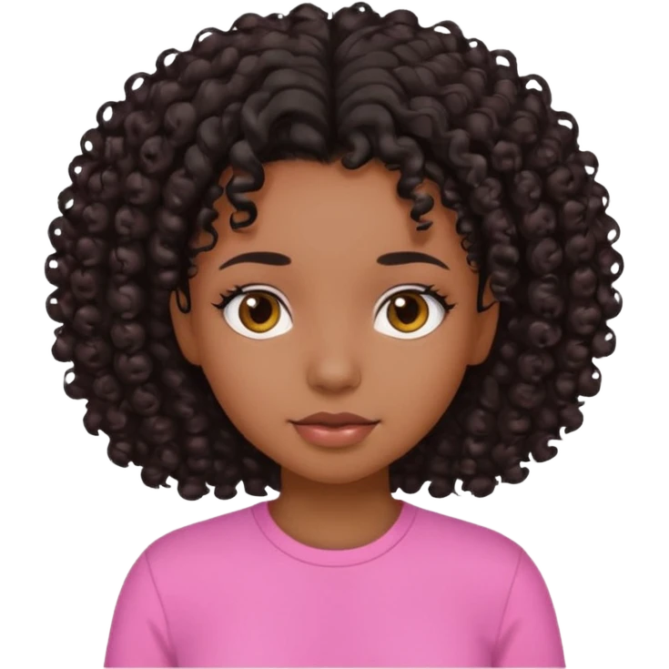 black girl with curly black hair and pink shirt emoji