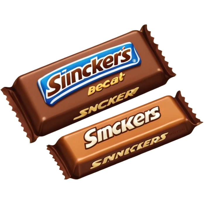 Draw a Snickers bar in its classic brown wrapper with bold logo. emoji