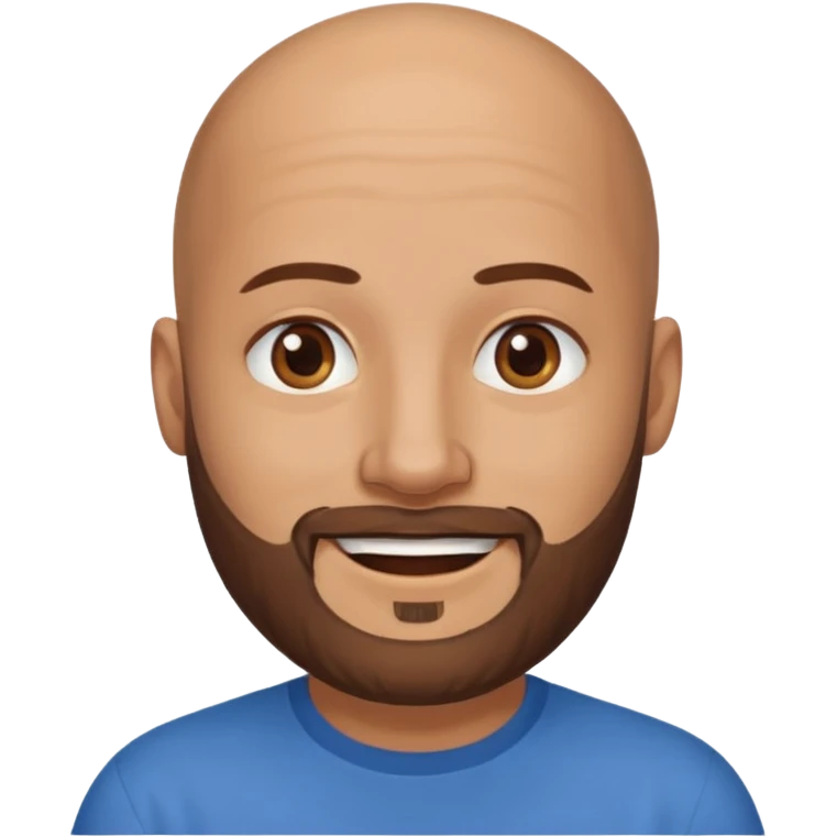 man, bald hair, brown eyes, full beard, smiling emoji