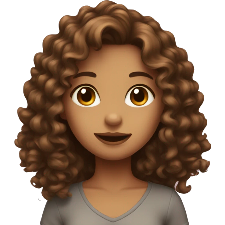 girl, hair brown and curly,  emoji