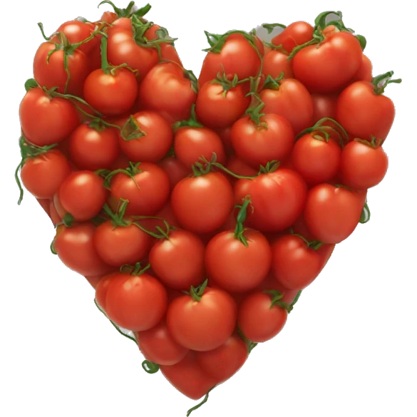 red heart adorned with tomato garlands emoji